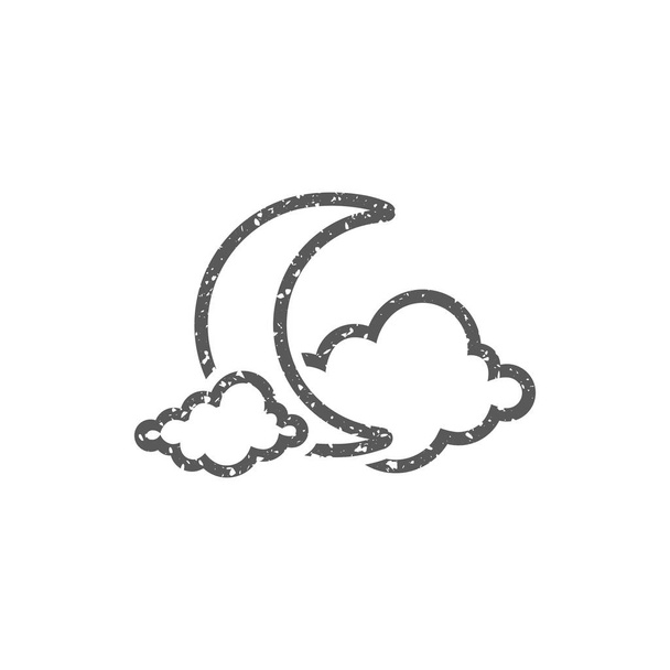 グランジ テクスチャが白い背景で隔離の天候曇り曇りアイコン - ベクター画像