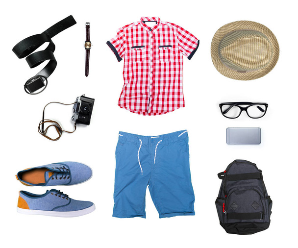 collage of men's clothing isolated white background - 写真・画像