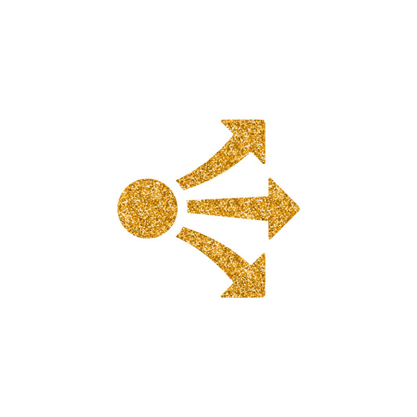 Pfeile-Symbol in gold-Glitter Textur zu propagieren. Vektor-illustration. - Vektor, Bild