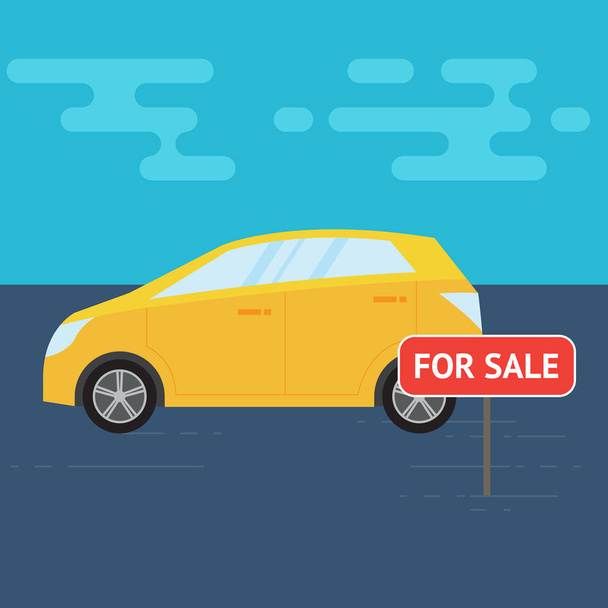 sarı araba Satılık simgesi. vektör çizim - Vektör, Görsel