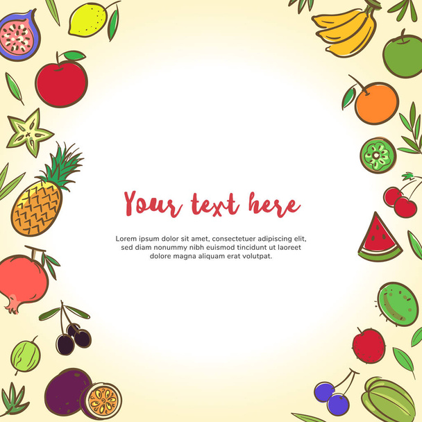Plantilla de fondo de banner lindo de frutas con espacio de copia para evento promocional o de ventas
 - Vector, Imagen