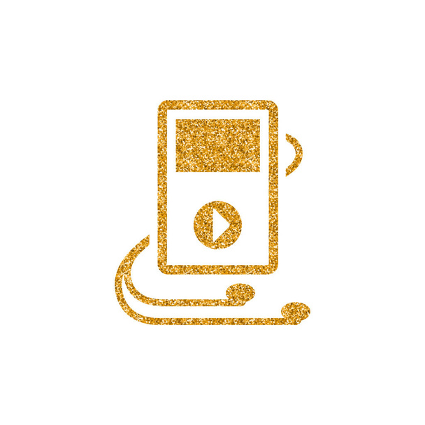 Music player icon in gold glitter texture. Vector illustration. - Vector, Image