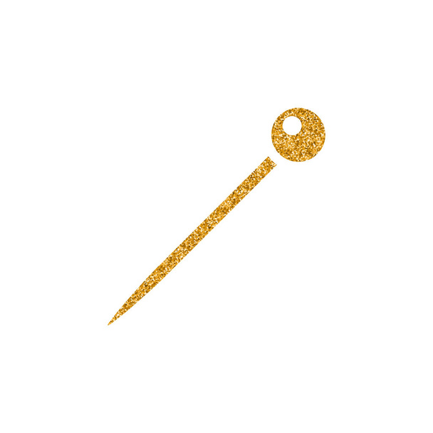 Needle icon in gold glitter texture. Sparkle luxury style vector illustration. - Vector, Image