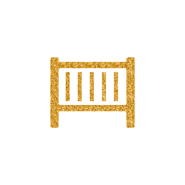 Baba ágy ikon-ban arany csillogó textúra. Vektoros illusztráció. - Vektor, kép