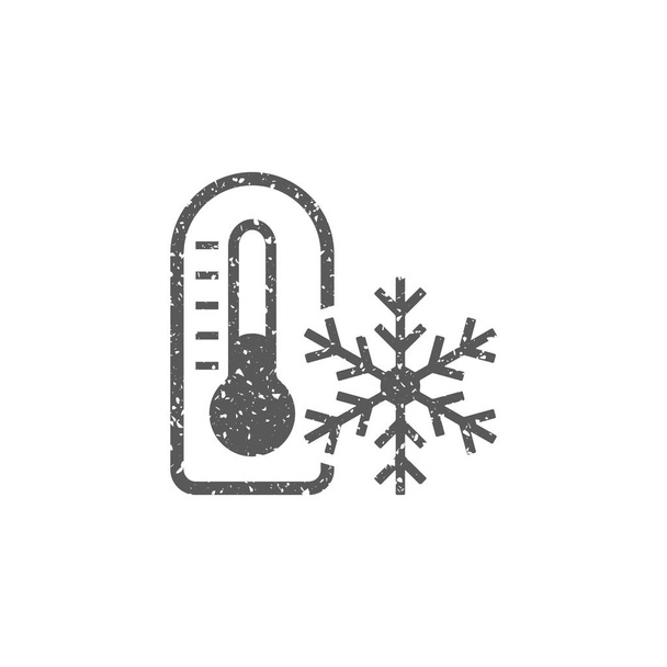 白い背景に分離されたグランジ テクスチャに温度計のアイコン - ベクター画像