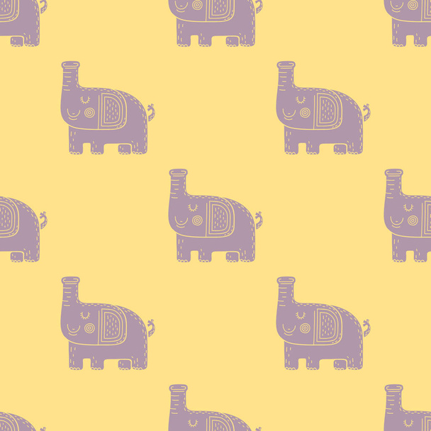 Lovely childish seamless vector pattern with elephants in Scandinavian style - Вектор, зображення