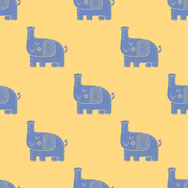 Lovely childish seamless vector pattern with elephants in Scandinavian style - Vektor, obrázek