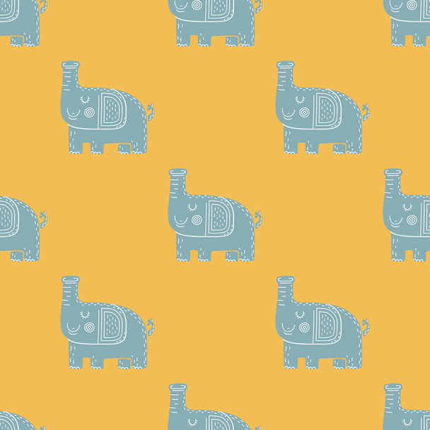 Lovely childish seamless vector pattern with elephants in Scandinavian style - Διάνυσμα, εικόνα