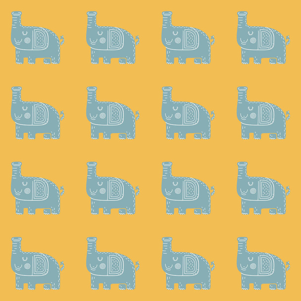 Lovely childish seamless vector pattern with elephants in Scandinavian style - Vektori, kuva