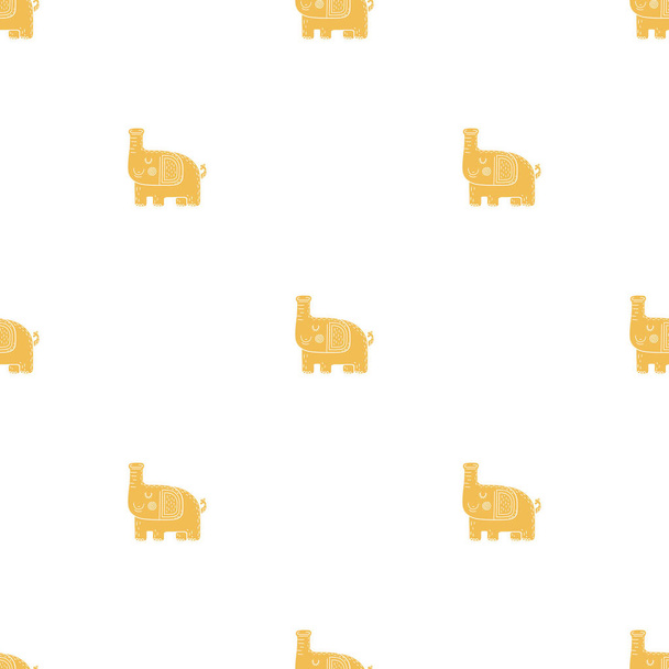 Lovely childish seamless vector pattern with elephants in Scandinavian style - ベクター画像