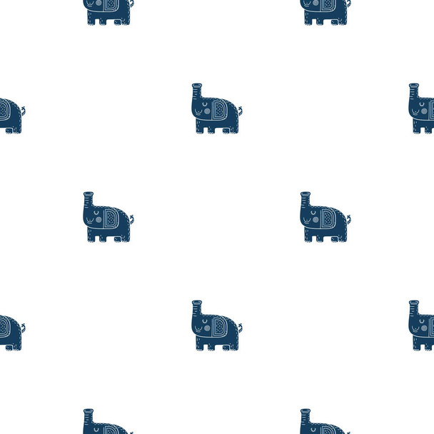 Lovely childish seamless vector pattern with elephants in Scandinavian style - Vektor, Bild