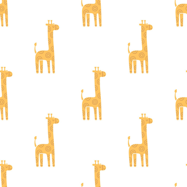 Lovely childish seamless vector pattern with giraffes in Scandinavian style - Vektör, Görsel