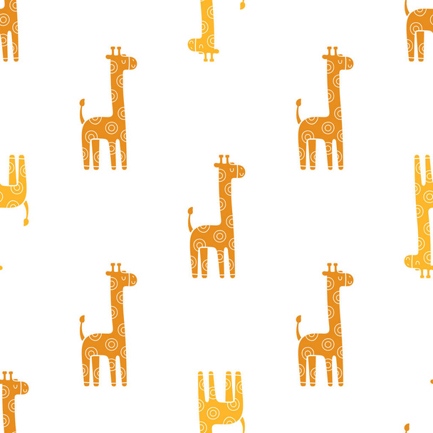 Lovely childish seamless vector pattern with giraffes in Scandinavian style - Vector, afbeelding