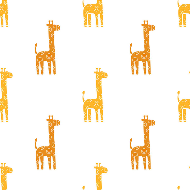 Lovely childish seamless vector pattern with giraffes in Scandinavian style - Vettoriali, immagini