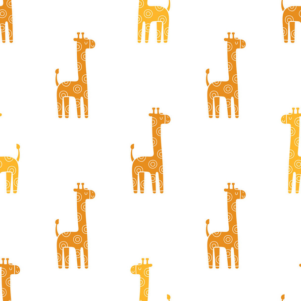 Lovely childish seamless vector pattern with giraffes in Scandinavian style - Vetor, Imagem