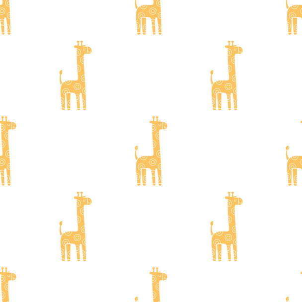 Lovely childish seamless vector pattern with giraffes in Scandinavian style - Vetor, Imagem