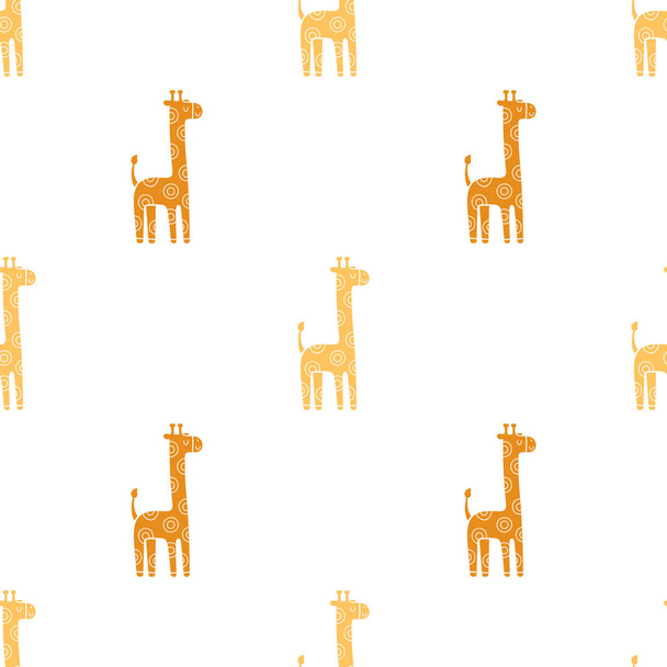 Lovely childish seamless vector pattern with giraffes in Scandinavian style - Vector, afbeelding