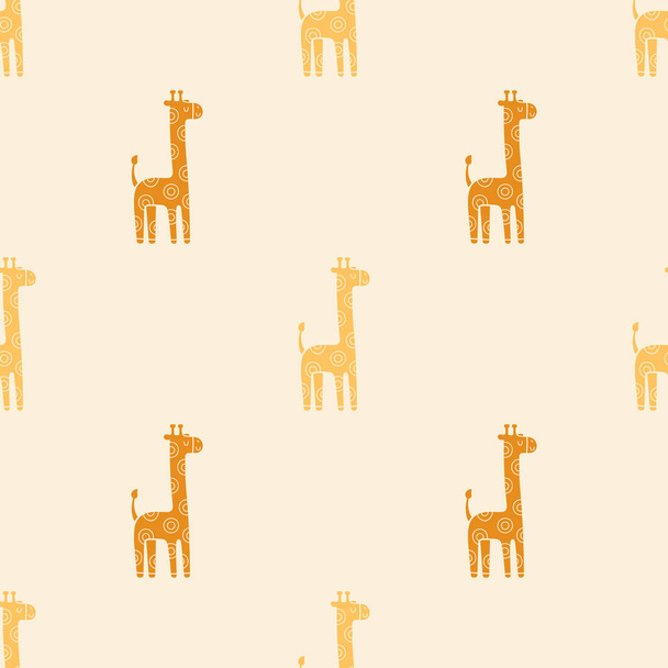 Lovely childish seamless vector pattern with giraffes in Scandinavian style - Vector, Imagen