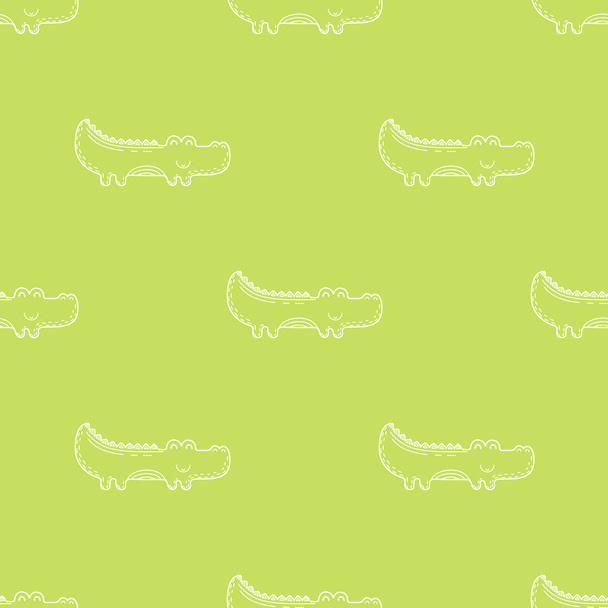 Cute seamless vector pattern with crocodiles - Vector, Image