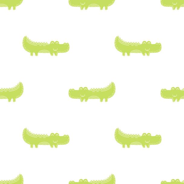 Cute seamless vector pattern with crocodiles - Vektor, obrázek