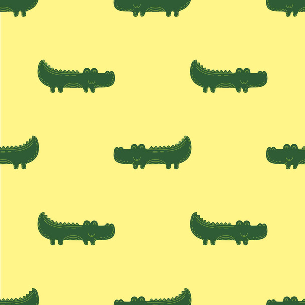 Cute seamless vector pattern with crocodiles - Wektor, obraz