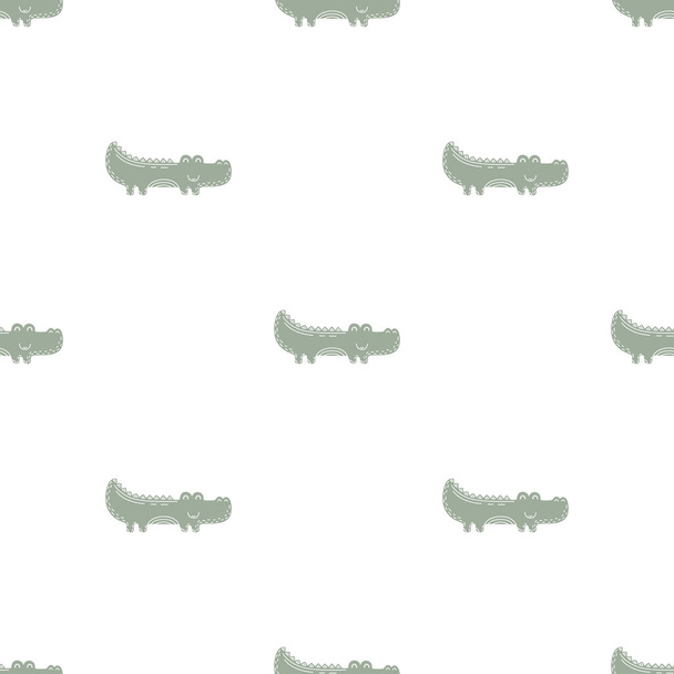 Cute seamless vector pattern with crocodiles - Вектор,изображение