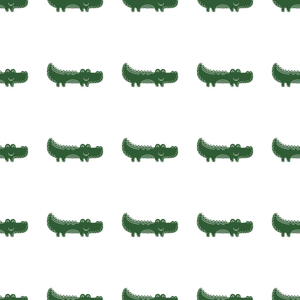 Cute seamless vector pattern with crocodiles - Vetor, Imagem
