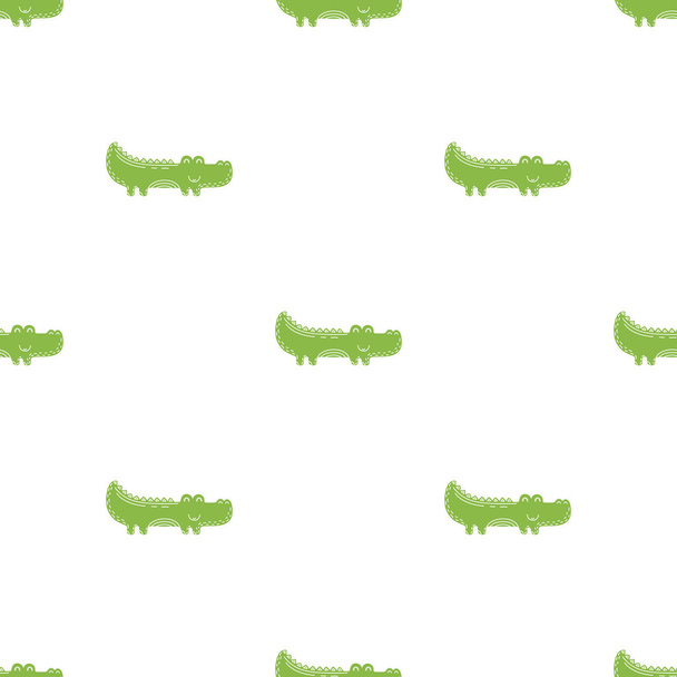 Cute seamless vector pattern with crocodiles - Vector, Imagen