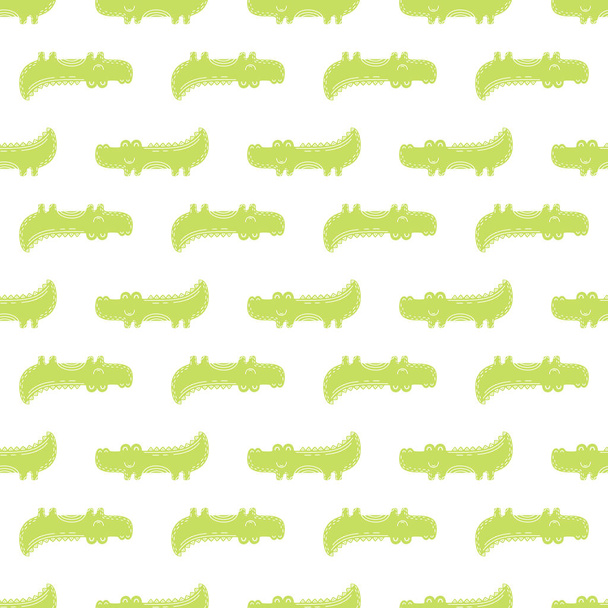 Cute seamless vector pattern with crocodiles - Vektor, obrázek