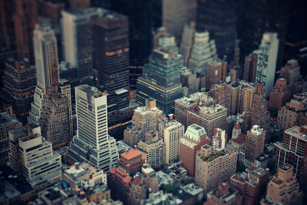 Midtown skyscrapers buildings rooftop view tilt-shift in New York City - Photo, Image