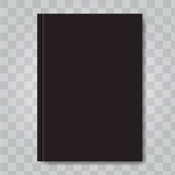 Vector Book cover mock up. Dark black color. Ready template blank white vertical design template. - Vector, Image