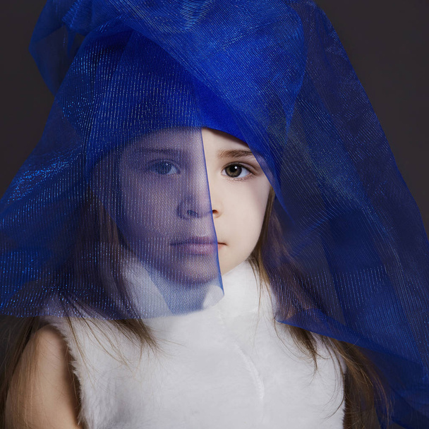 beautiful little girl beauty portrait.winter style child - Fotó, kép