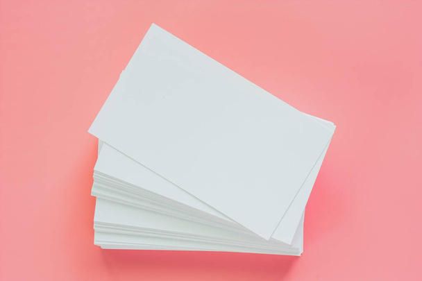 Blank business cards on pink background - Foto, Bild