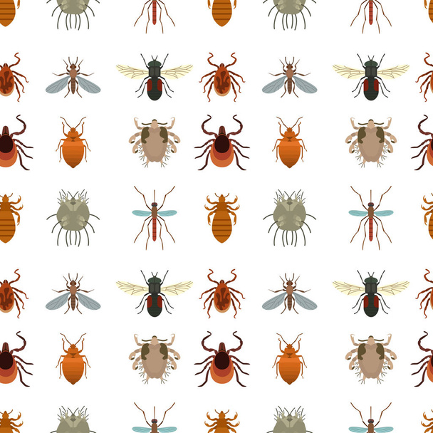 Human skin parasites vector housing pests insects disease parasitic bug macro animal bite dangerous infection medicine pest seamless pattern background illustration. - Διάνυσμα, εικόνα
