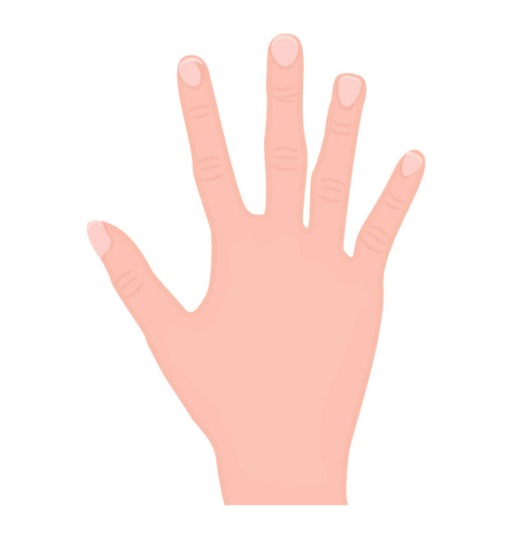 こんにちはジェスチャーの 1 つの親指と 4 指を指してオープン人間の手 - ベクター画像