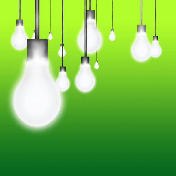 Lampadine luminose su sfondo verde
 - Foto, immagini
