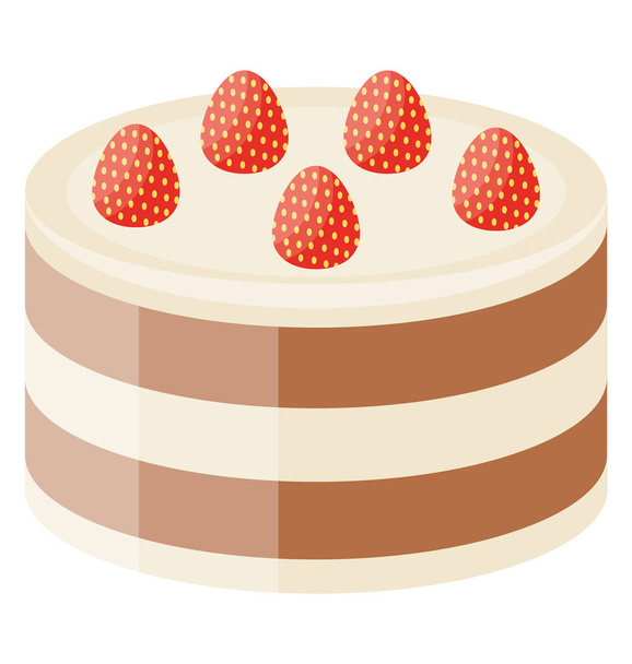 Vanilla and chocolate layers cake frosted with berries, dobos torte icon  - Vector, Imagen