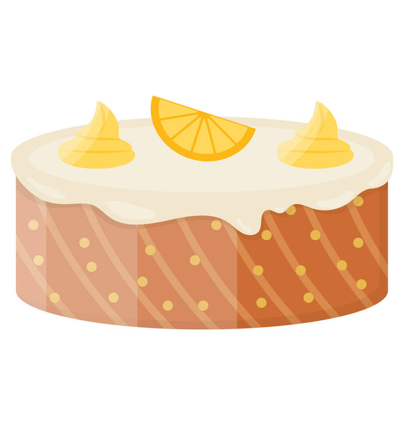 Orange caramel cake with chocolate outer layer and orange topping, chiffon cake icon  - Vector, Imagen