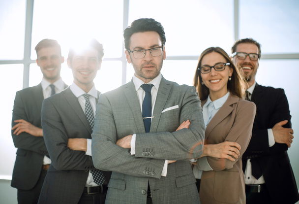 Portrait of sales team standing at office. - Фото, зображення