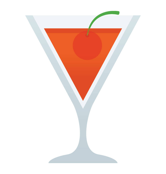 A wine glass having beverage in it with straw representing manhattan cocktail  - Vector, Image