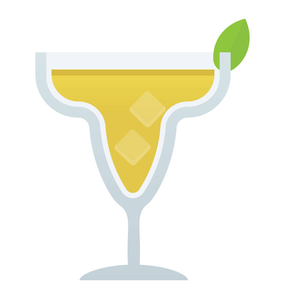 A wine glass with refreshing drink and mint leaf, whiskey smash  - Vector, Image
