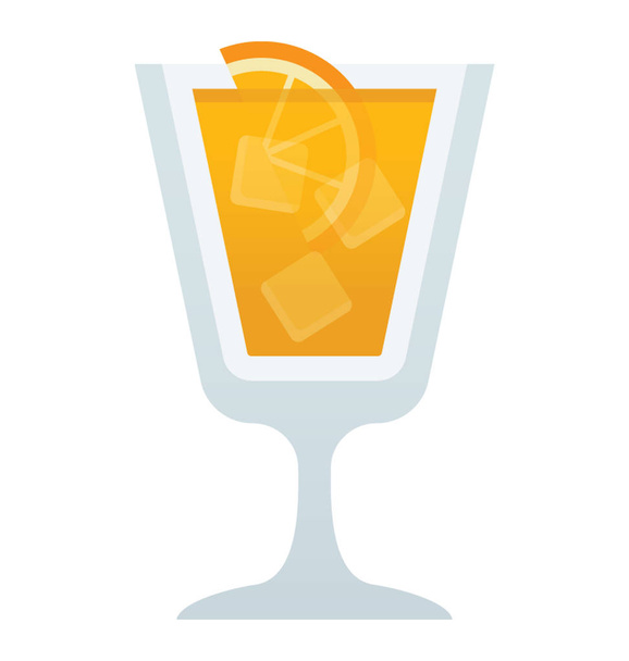 A chilled drink in a glass with the lemon in it depicting spritz cocktail  - Vector, Image
