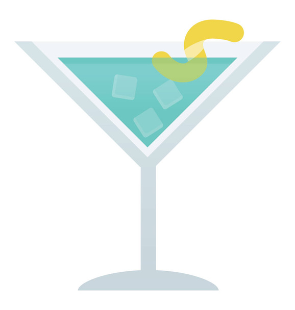 A wine glass with modern drink and ice cubes, grasshopper cocktail  - Vector, Imagen