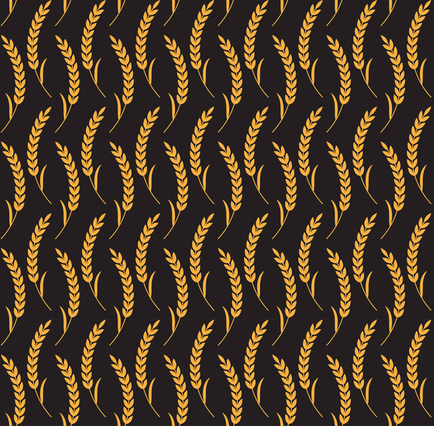 Seamless vector wheat ears pattern . Brown background - Vector, Image