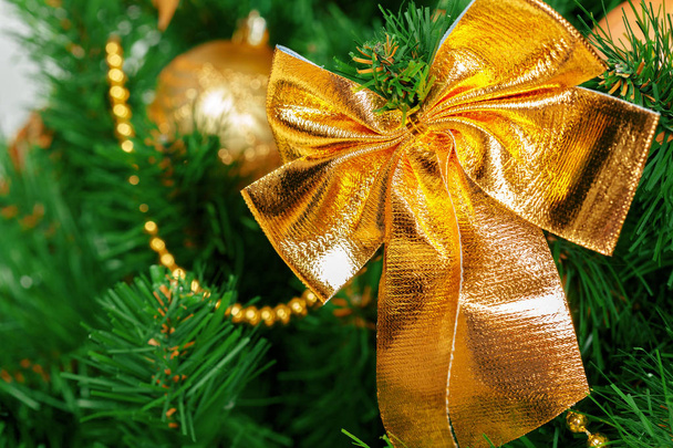 Christmas tree with ornaments, close-up - Фото, изображение