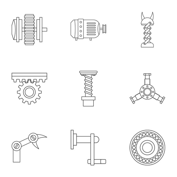 Machinery gear icon set, outline style - Vektor, kép