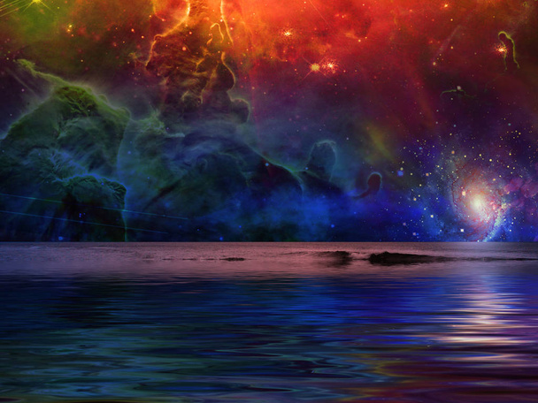 Сюрреальное море и яркий Универс
 - Фото, изображение