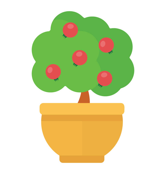 A bushy plant with small fruits, coral bead plant icon  - ベクター画像