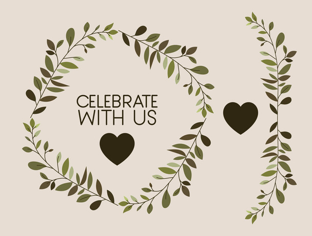 celebrate with us card floral crown - Vector, Image