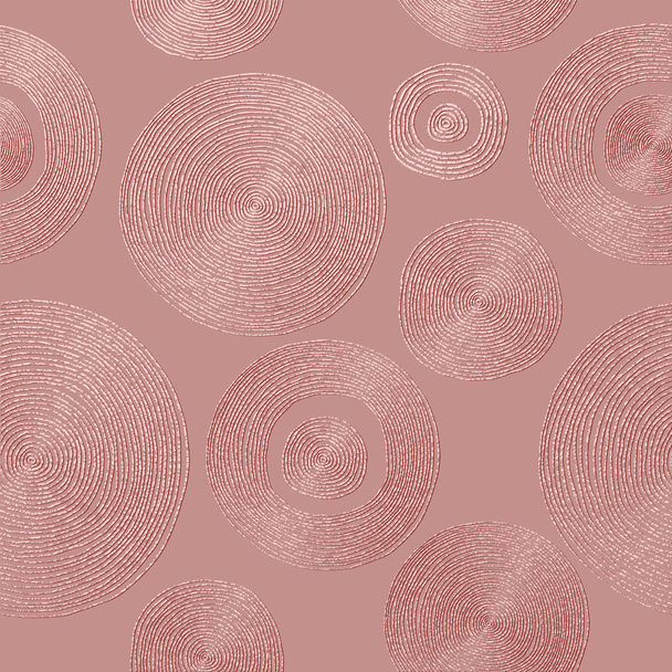goldrosa Vektorillustration. Rosenquarz, handgezeichnetes Muster mit Kreisen. Abstrakter Hintergrund - Vektor, Bild